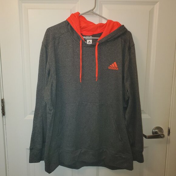 Adidas The Go-To Pullover Hoodie, Climawarm Grey & Orange Size 2XL - Picture 2 of 9